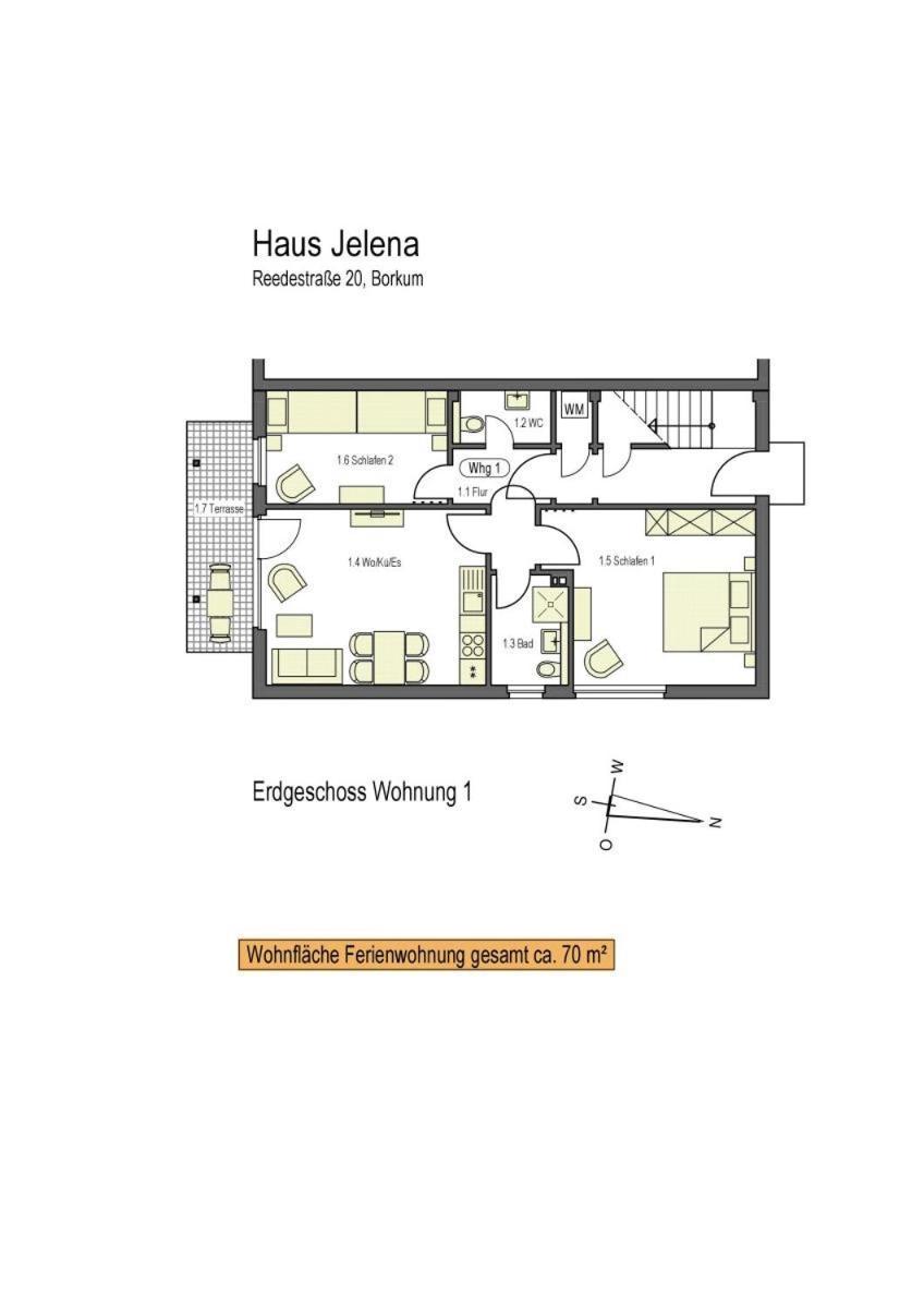 Haus Jelena Appartement 1 ボルクム エクステリア 写真